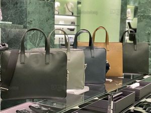 galleria saffiano leather bag briefcase triangle Designer classic Re-Nylon Men's Black Briefcases Shoulder Bags Computer Handbags Work V0tX#