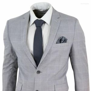 Men's Suits Grey Mens Polyester Blend 2 Piece ( Coat Pants) Notch Lapel Traje Hombre Formal Suit Slim Fit