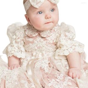 Mädchen Kleider Baby Mädchen Taufkleid Taufkleid Kleinkind Kleinkind Kleidung Spitzenapplikation Blush Heirloom Set mit Kopfbedeckung