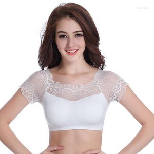 Bühnenbekleidung Frauen Spitze florale Bralette Bralet Bra Bustier Crop Top Cami Unscharfe Panzerweste Bauch Tanzfarben Elastizität Fit a B C D Cup