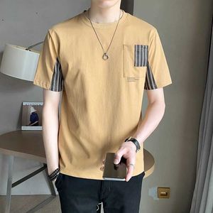 Erkek Tişörtler Moda O boyun boyunlu cepler asimetrik tişört erkek giyim 2023 bahar yeni büyük boyutlu kazaklar Kore tişört G230309