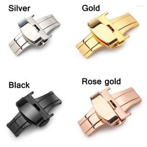 Watch Bands High Quality 316L Stainless Steel Butterfly Buckle Double Push Button Fold For Watchstrap 12mm 16mm 18mm 20mm 22mm