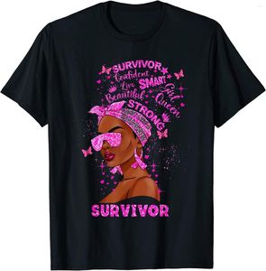 Camisetas masculinas sobrevivente de câncer de mama Sobrevivente a camiseta de guerreira de melanina de melanina