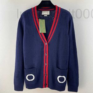 Kvinnors tröjor Designer V Neck Cardigan Coats Women Knit Navy Letters Jacquard Kvinnliga skjortor Ocif
