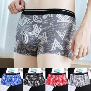 Underpants Men Print Shorts U Convex Pouch Underwear Bulge Breathable Boxer Briefs Pants Knickers Male For Boys