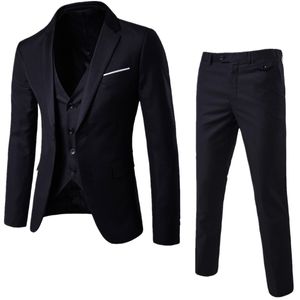 Abiti da uomo blazer 3 pezzi Black Elegant Suitspants Brand Slim Fit Oplizia a bottone a bottone Abito da business abiti per matrimoni Terno per uomini 230309