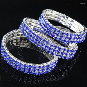 Bangle 3st 3LAPS SAPPHIRE Tjeckiska Rhinestones Stretchy Wedding Armband Bangles For Girls Women Partihandel Fashion Jewelry A609