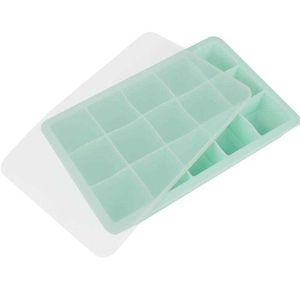 Eiscreme Werkzeuge 15 Gitter Silikon Eisschale Formplastik mit Deckel Gefrierhersteller Eiswürfel Formquadratform Eismaschine Küche DIY -Werkzeug Z0308