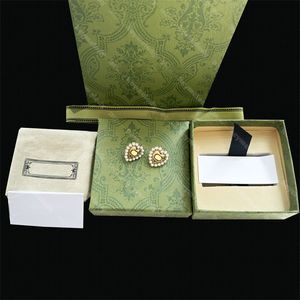 Vintage Love Stud Earrings Pearl Heart Shaped Earrings Gold Hoop Studs Eardrops With Box Set Birthday Gift
