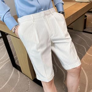 Men's Suits & Blazers Summer Dress Micro-elastic Straight-leg Five-point Pants 2023 Korean Version Of The White Casual Men Trousers