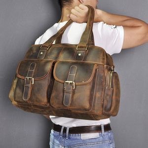 BRESKASER Crazy Horse Leather Fashion Business Portcase Messenger Bag Man Design Travel Laptop Document Case Tote Portfolio Bag 061 230309