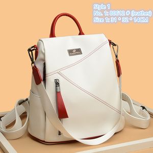 Borsa a tracolla da donna 2 stili zaino in pelle stile college atmosfera semplice cuciture a contrasto borsa moda zaini antifurto multifunzionali 80612 #