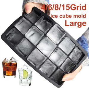 Glassverktyg Ice Cube Maker Mold Big Ice Tray Mold Large Food Grade Silicone Ice Cube BPA Free Square Tray Mold Diy Kitchen Bar Ice Tools Z0308