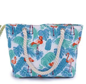 flamingo hand bag Canvas beach bags fashion cool women girl shopping bag Multifunction canvas cosmetic case cooton makeup bags