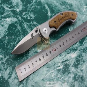 Browning 337 Silver and Black Hunting Pocket Knife Folding Knives 440C 57HRC Blade Steel aluminum Ebony Handle 186I