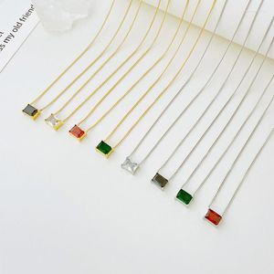 Choker Luxury Female Zircon Pendant Halsband Vintage Square Crystal Stone Chain Halsband för kvinnor Guldfärgbröllop