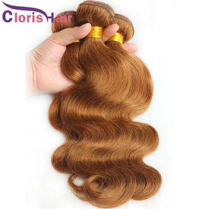 Urocze fala ciała Brazylijska splot Bundles #30 Medium Auburn Virgin Human Hair Extensions Blond Bresilienne Wavy Tkaint Deals271n