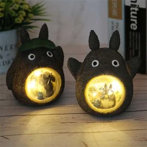 Hayao Miyazaki Animation Totoro Figurer Model Toy Led Night Light Anime Star Harts Home Decoration Kids S Gift 211105287M