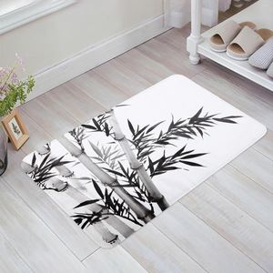 Carpets Bamboo Chinese Ink Painting Design Plant Kitchen Doormat Bedroom Bath Floor Carpet House Hold Door Mat Area Rugs Home Decor