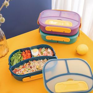 Stoviglie Contenitori per il pranzo Contenitori per bambini adulti Bambino 3 o 4 Scomparti Bento Lunch Box Forno a microonde Lavastoviglie Congelatore Sicuro RRA