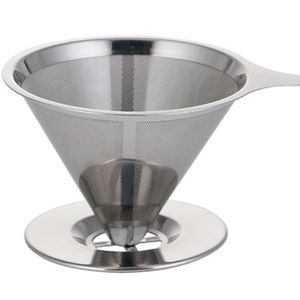 Pour Over Coffee Filter Stainless Steel Reusable Coffee Dripper Coffee Holder Cone Funnel Basket Mesh Strainer LX3603