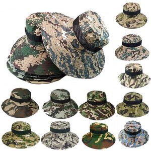 Chapéus largos da borda Camuflagem de malha respirável Caps táticas homens mulheres CAMO CHATES MILITARES BOONIA USE ARRISH SUN SUL CAPA DE PESCA DE PESCA DE CHAPEÇÃO DE CAVA R230308