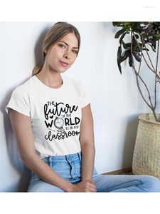 Magliette da donna Il futuro del mondo è nella mia classe T-shirt da donna grafica T-shirt da insegnante di scuola materna Moda Donna Insegna Top Camisetas