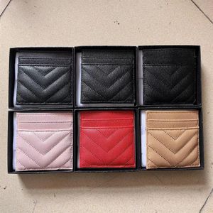 2021 Novos detentores de cartas de moda Caviar mulher mini carteira cor de couro genuíno textura de seixos de luxo carteira preta com box241i