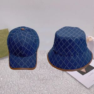 Full Letter Bucket Hat Men Women Casquette Denim Designer Ball Cap For Spring Summer Back Leather Adjustable Baseball Caps Black Blue
