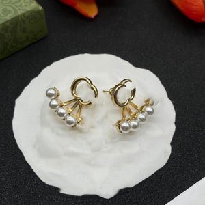 المصمم قرط G Letter Logo Stud Ening Women Women Fashion Double Hoop Jewelry Woman Ggity Pearl earring Uio