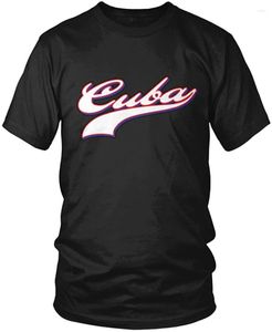 Camisetas masculinas Bandeira cuba de beisebol cuba Script colorido Team camiseta masculina