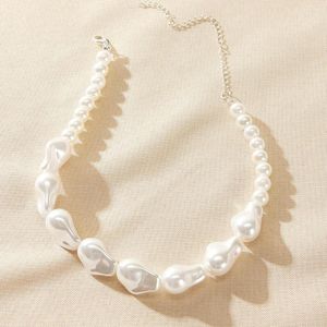 Choker handgjorda pärlor barock pärlor halsband kvinnor elegant mode bröllop engagemang parti imitation pärla källkedja