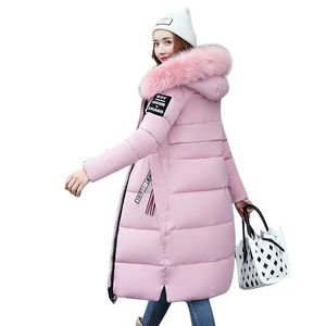 Kvinnors dike rockar kvinnor vinter kappa jacka varm parkor päls krage kvinnlig ytterkläder hög kvalitet bomull lång