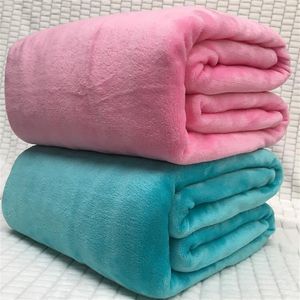Warm Flannel Fleece Blankets Soft coral fleece Solid Blankets baby Solid Bedspread Plush autumn Winter Throw Blanket for Bed Sofa263O
