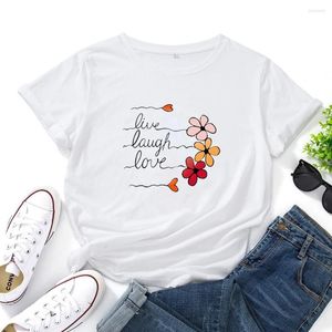 Kadınlar Tişörtler Kadın O boyun gevşek moda kişiliği Kısa kollu Tshirt Live Laugh Love Love Mektubu Baskı T-Shirt