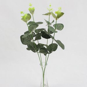 Flores decorativas 1 Bouquet Folhas artificiais Ramo Retro verde folha de seda para decoração de casa Plantas de casamento Folhagem de folhagem DIY DIY decoração