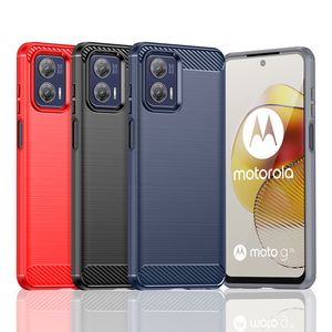 Moto E13 2023 G53 G 5G EDGE G13 G23 G73 POWER S30 PRO X30 X40ショックプルーフカバーの炭素繊維ソフトTPUケース