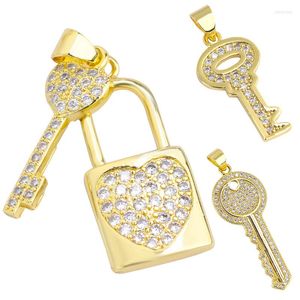 Chains Key Lock Rhinestone Charms Pendants DIY Jewelry For Necklace Making Accessories Keychains Fashion Christmas Gift Couple Bracelet