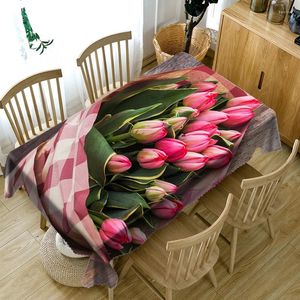 Tischdecke, anpassbar, 3D-Tischdecke mit schönen Blumen, staubdicht, waschbar, rechteckige Abdeckung für Hochzeitsdekoration, Manteles