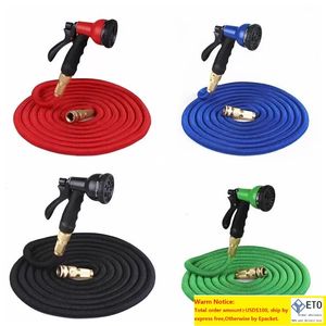 25FT Retractable Hose Natural Latex Expandable Garden Hose Garden Watering Washing Car Fast Connector Water Hose With Water Gun BC