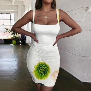 Casual Dresses Flowers Dress Women Art Ladies Street 3D Print White BodyCon Womens Clothing Plus Size Vintage Korean Stylecasual