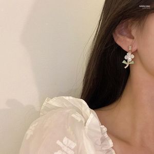 Orecchini a bottone stile coreano luce di lusso imitazione fiore di perle per le donne ragazza moda elegante gioielli da festa regaliStud Odet22 Mill22