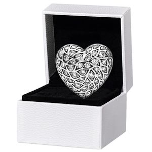 Sparkling Pattern Heart Single Stud Earring for Pandora 925 Sterling Silver Wedding Party Jewelry For Women Girlfriend Gift Rose Gold Big Earrings with Original Box