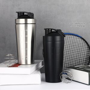 Vattenflaskor vassle protein pulver sport shaker flaska för vatten flaskor gym näring mixer cup rostfritt stål vakuumisolering vatten kopp 230309