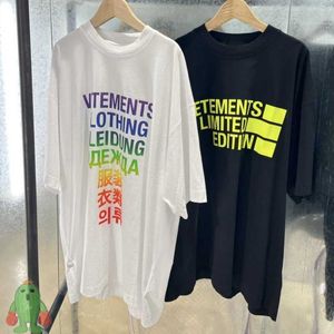 Men's T-Shirts Dropshipping Vetements Tshirts Oversize Colored Letter Printing Short Sleeve Vtm Original 1 1 Package T-shirt Men Women G230309