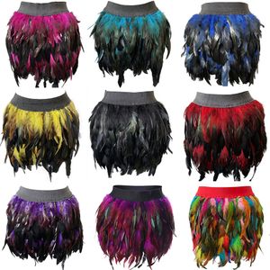 Skirts Design Party Event Plumage Women Harajuku Sexy Lingerie Gothic Harness Garters Belt Swan Feather Skirt 230308