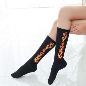 Women Socks Men And Cotton Harajuku Flame Pattern Black Sports Hip Hop Street Fashion Cool Running Hip-hop Couple Skateboard