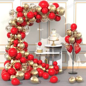 Другое мероприятие вечеринка поставляется 1Set Red Balloon Garland Arch Kit Metallic Gold Confetti Latex Balloons Рождественский свадебный день рождения детский душ 230309