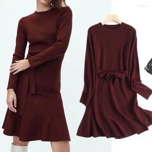 Sıradan Elbiseler Elmsk Basit Kış Elbise Kadın Moda Modern Kılıf Vestidos İngiltere Tarzı Ofis Leydi Örme Mini