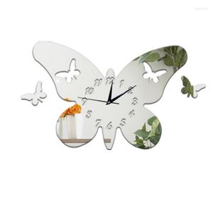 Zegary ścienne Zegar motyla moda kreatywna i lustrzana osobowość Piękna ładna wysokiej jakości lustra